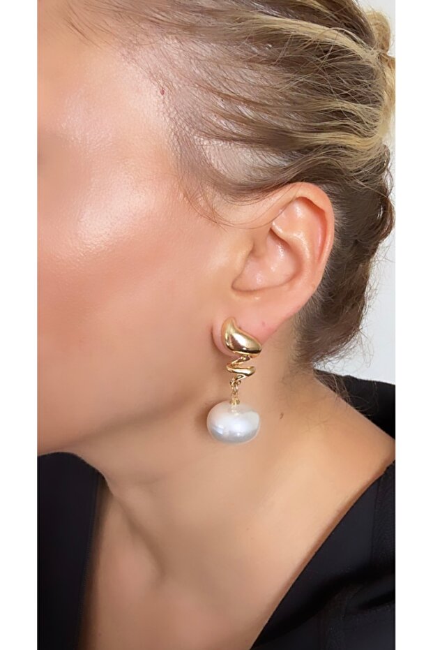 Design Flat Ball Detail Earrings (4.5 cm)