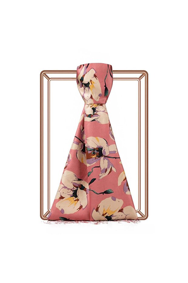 Hazan Patterned Silk Shawl 09419-Candy Pink