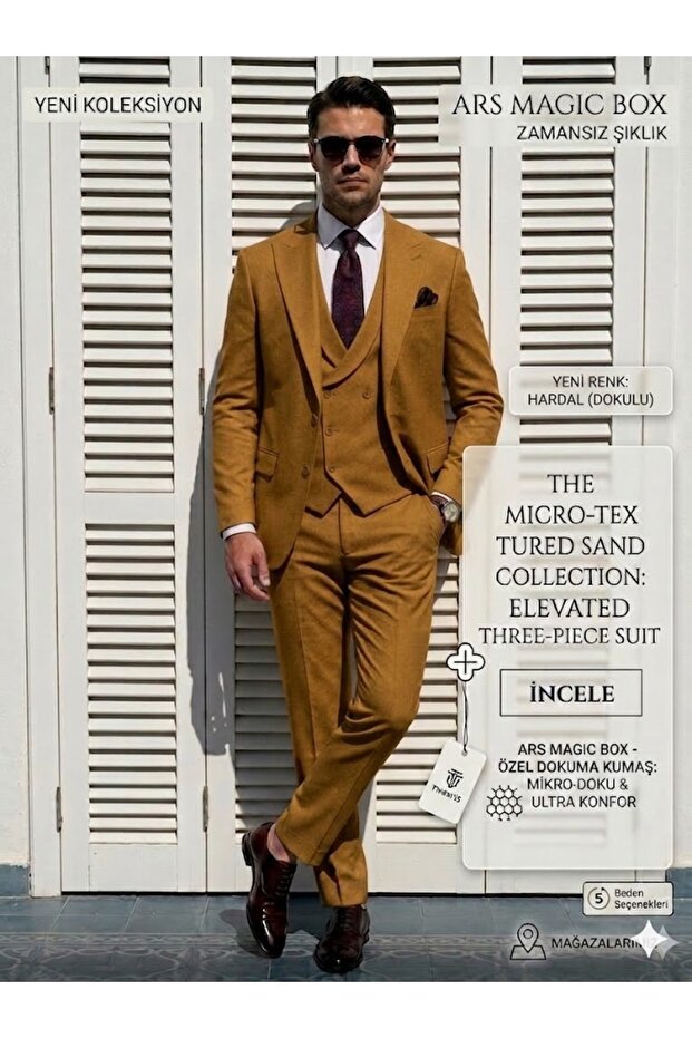 Men's 7-Color Micro-Textured 3-Piece Suit - Timeless Elegance and Ultra-Conforml Italian Slim Fit Cut