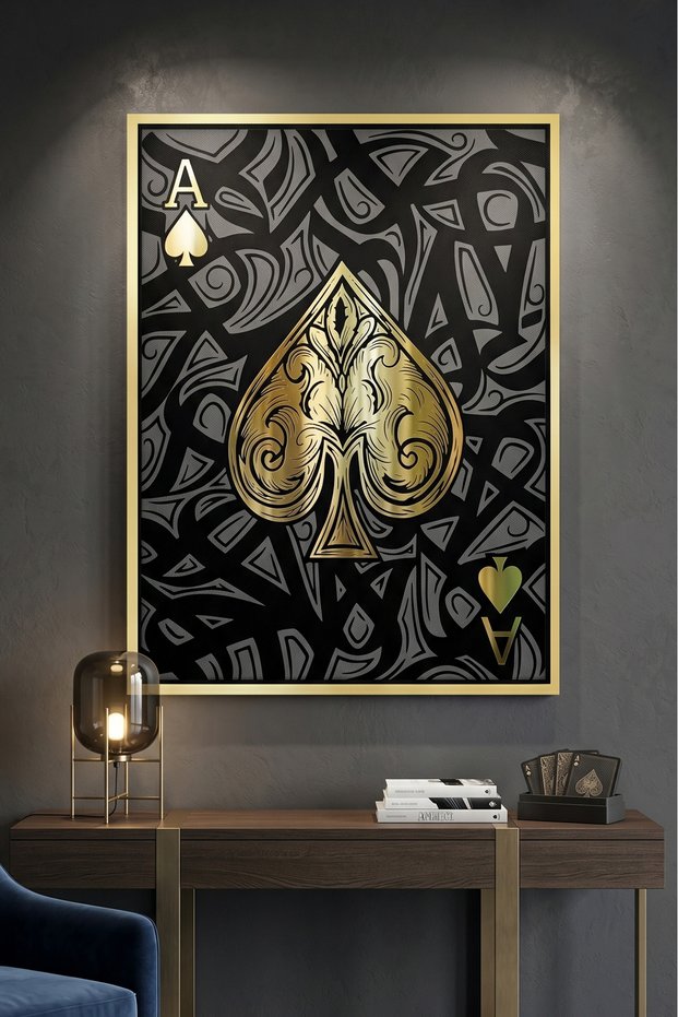 Luxury Ace of Spades Islamic Wall Art | Framed Canvas Print | Arabic Calligraphy Decor for Living Room, Bedroom, Office & Gift