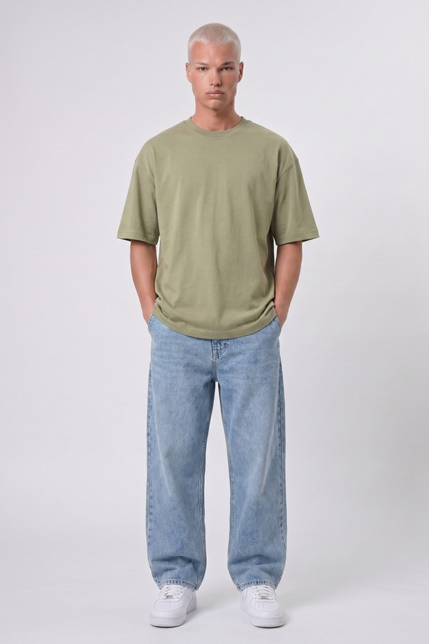 Tricou Basic Oversize Kaki - 1