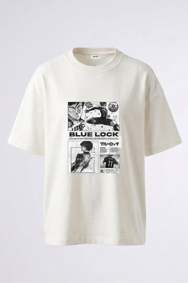 Blue Lock Isagi Design Back Printed Cotton White Oversize T-Shirt
