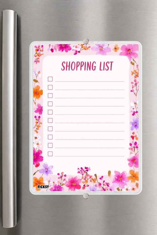 Shopping List - A5 - Magnetic - Pvc - Refrigerator Note Holder & Desktop - Summer Erase - Planner
