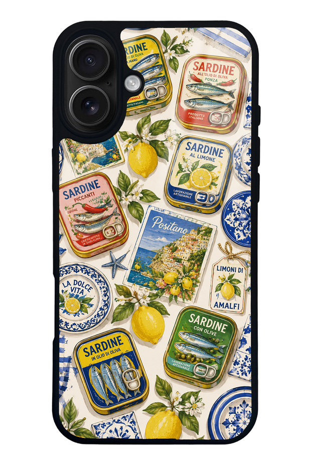 iPhone 16 Plus Amalfi Sardines Design Glossy Phone Case