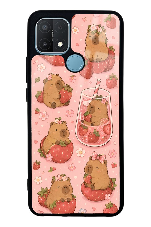 Oppo A15 Strawberry Capybara Design Glossy Phone Case