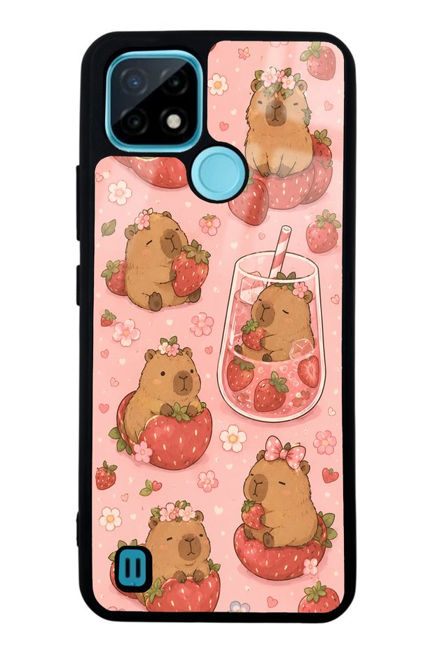 Realme C21 Strawberry Capybara Design Glossy Phone Case