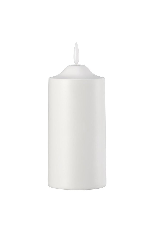 SMÅLOM LED pillar candle, battery-operated white, 14 cm