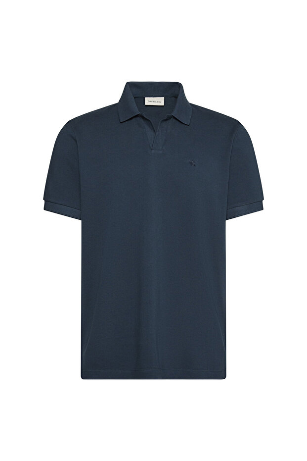 Men's Regular Cut Cotton Short Sleeve Navy Blue Polo Collar T-Shirt