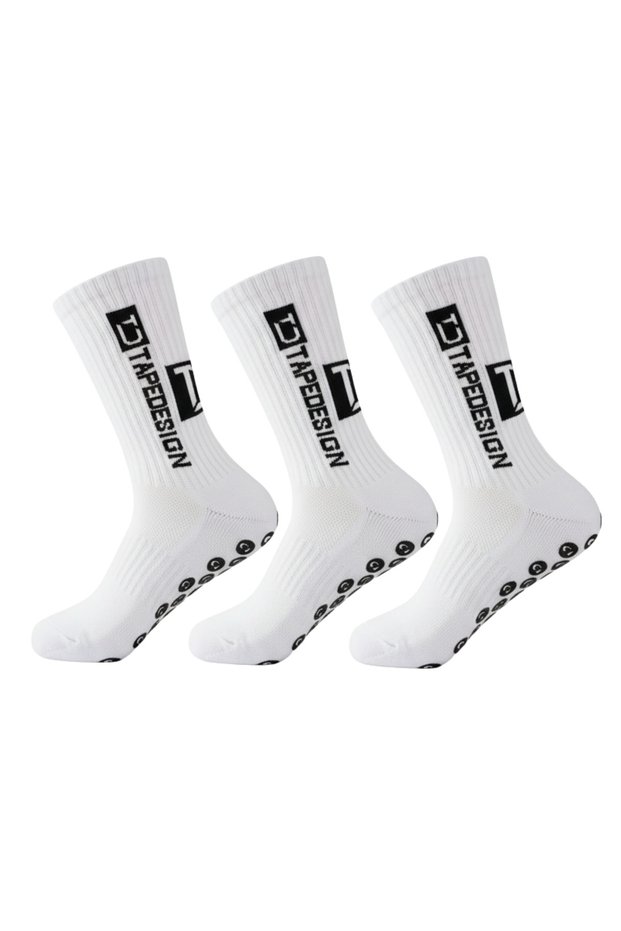 Futbo White Sports Socks with Anti-Slip Soles, Basketball Fitness Running Training Socks