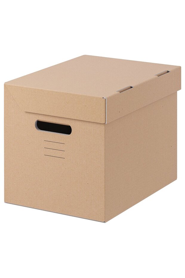 PAPPIS Box with lid, brown, 25 x 34 x 26 cm