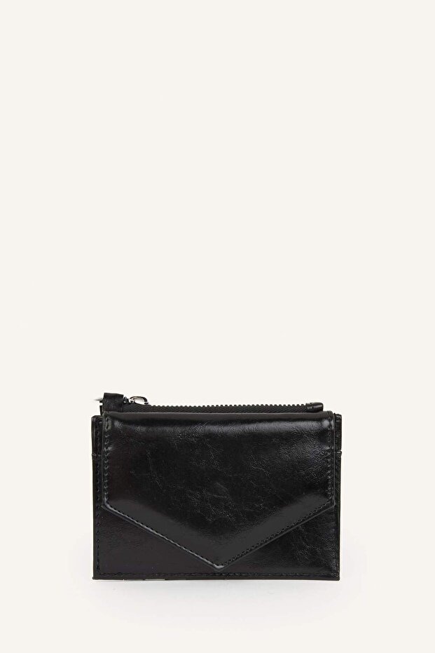Women's Faux Leather Black Wallet I1084Axns