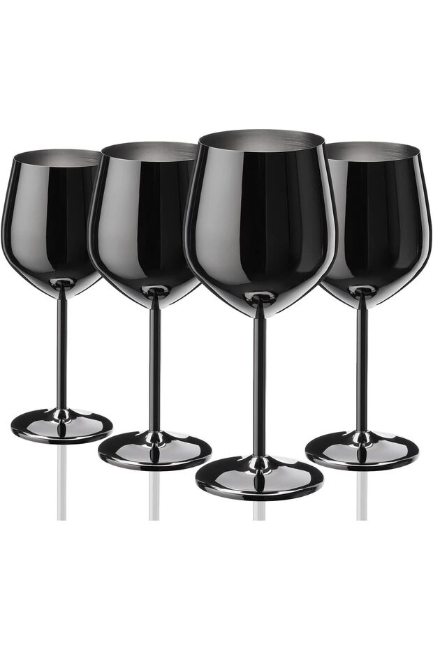 Wine Glasses Set of 4, 18oz Stainless Steel, Unbreakable & Portable Stemmed Metal Wine Glass