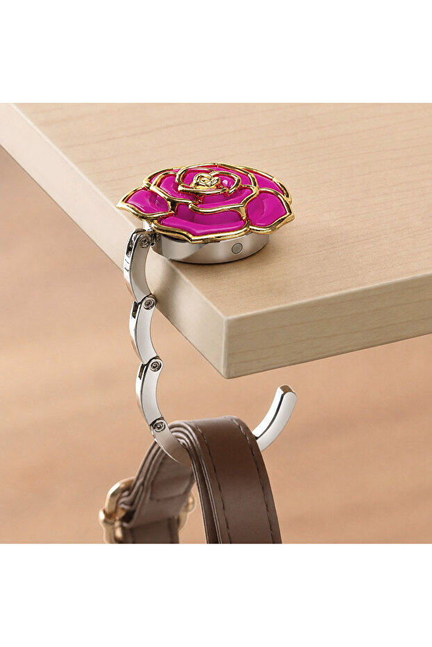 Foldable Bag Hanger Rose Design Table Edge Bag Holder Hanger Bracket Women's Bag Hook
