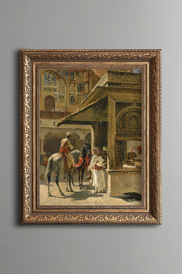 Street Scene in India - Vintage Patterned Frame - Thick Model