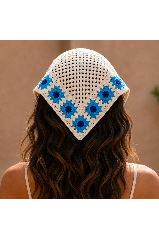 Handmade Knitted Bandana | Bohemian Crochet | Summer Accessory