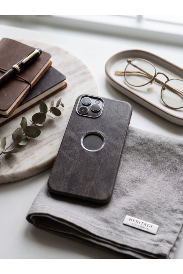 iPhone 14 Pro Compatible Camera Protected Logo Open Leather Phone Case
