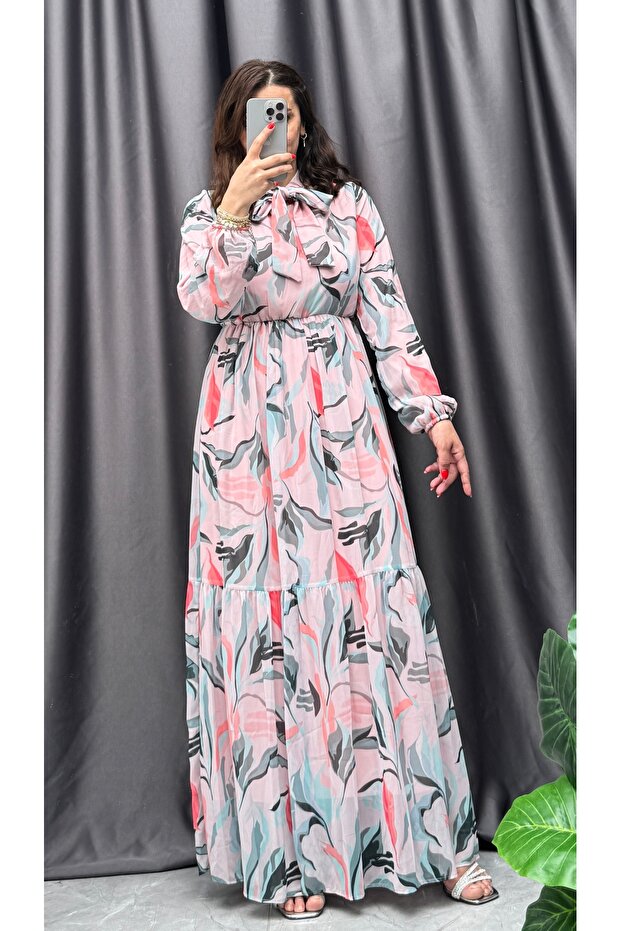 Chiffon Collar Tie Dress