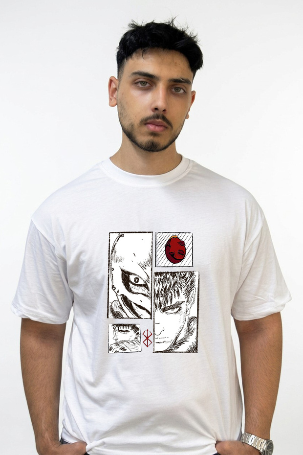 Berserk Guts Griffith_2 Design Printed Oversize White T-Shirt