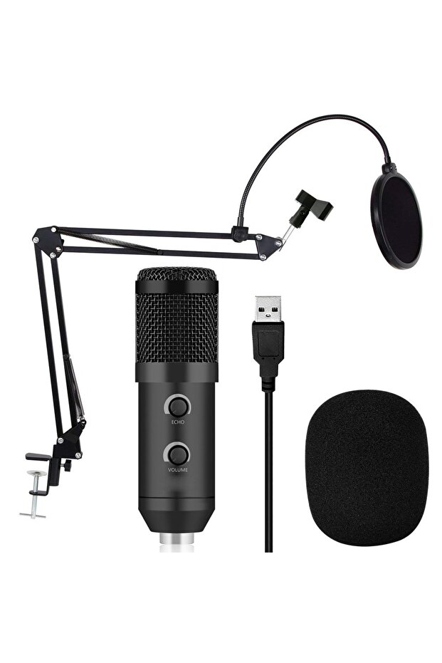 ميكروفون BM 900 USB مكثف للاستوديو مع حامل ثلاثي القوائم وفلتر صوت