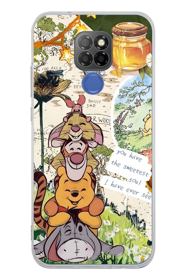 General Mobile Gm 20 Compatible Vintage Winnie Pooh Collage Patterned Transparent Phone Case