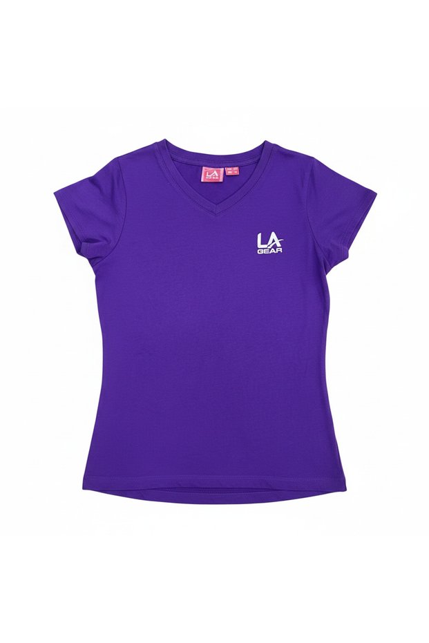 Kids Vibrant Purple V-Neck Cotton T-Shirt