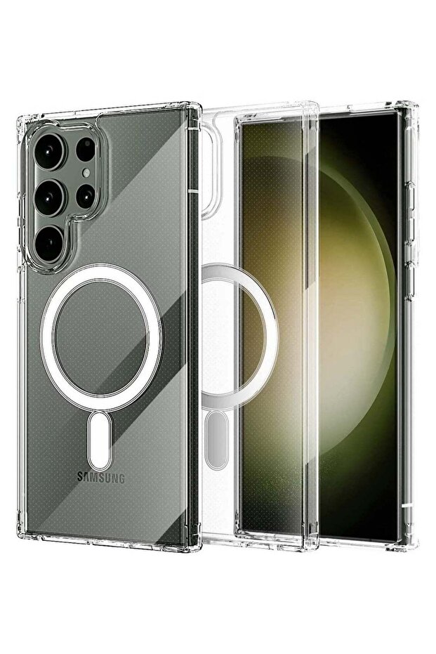 Case Compatible with Samsung Galaxy S23 Ultra Magnetic Case 6.8-Inch (2023) Shock Absorption Anti-Scratch Slim Thin Hard Back Crystal Cover