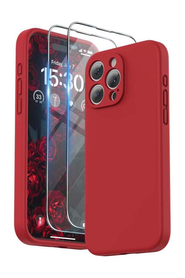 Design for iPhone 15 Pro Max Case, Liquid Silicone [2x Screen Protectors & 1x Lanyard]