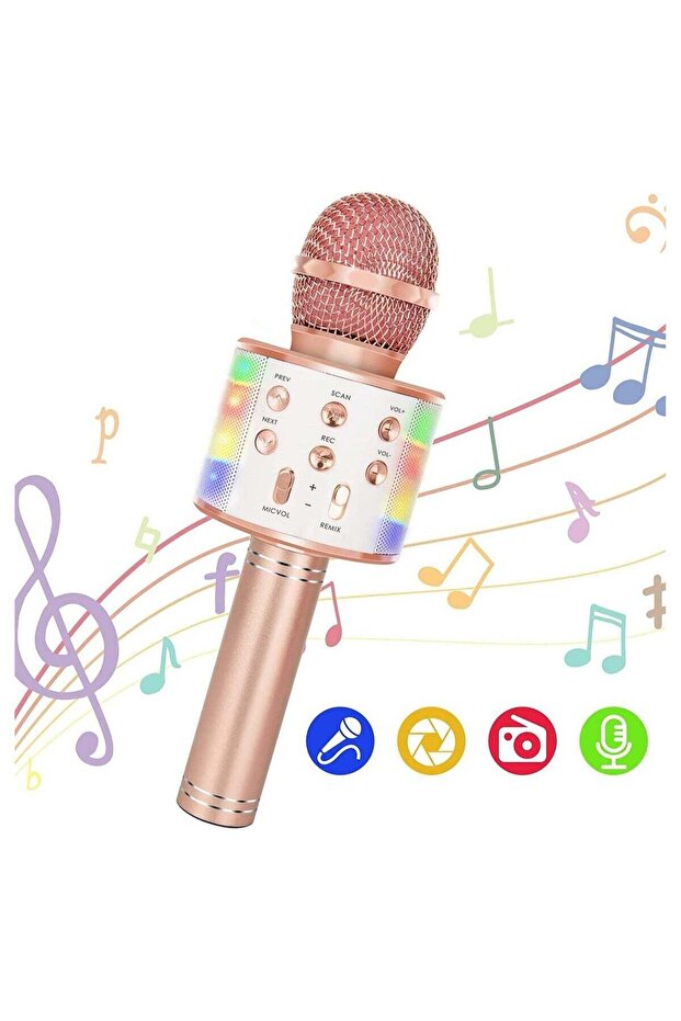 Wireless Bluetooth Karaoke Microphone for Kids, 5-in-1 Portable Handheld Karaoke Mic Speaker Player Recorder