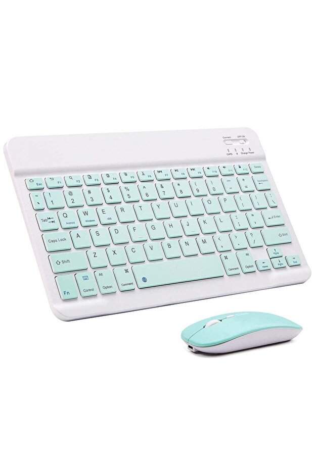 Ultra-Slim Bluetooth Keyboard and Mouse Combo Rechargeable Portable Wireless Keyboard Mouse Set (Green)