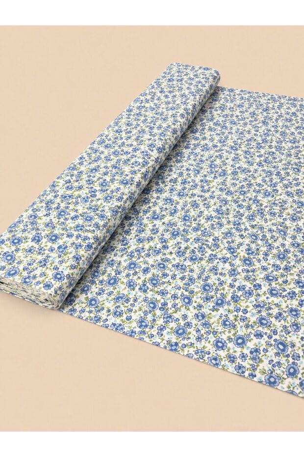 100% Cotton Patterned Poplin Fabric - Floral - (50×170cm)