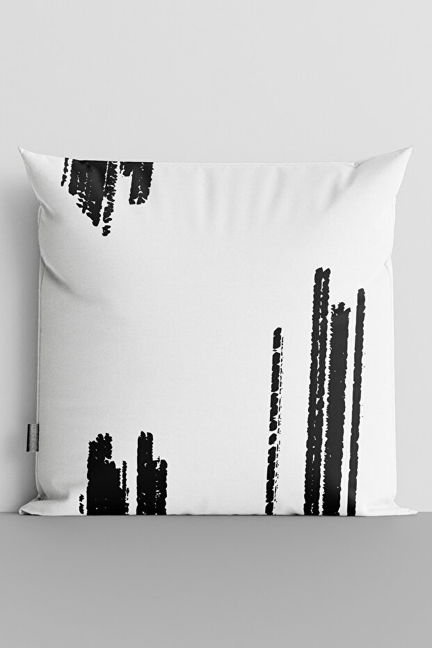 Black Lines Double Sided Digital Printed Throw Pillow Cover - 2246