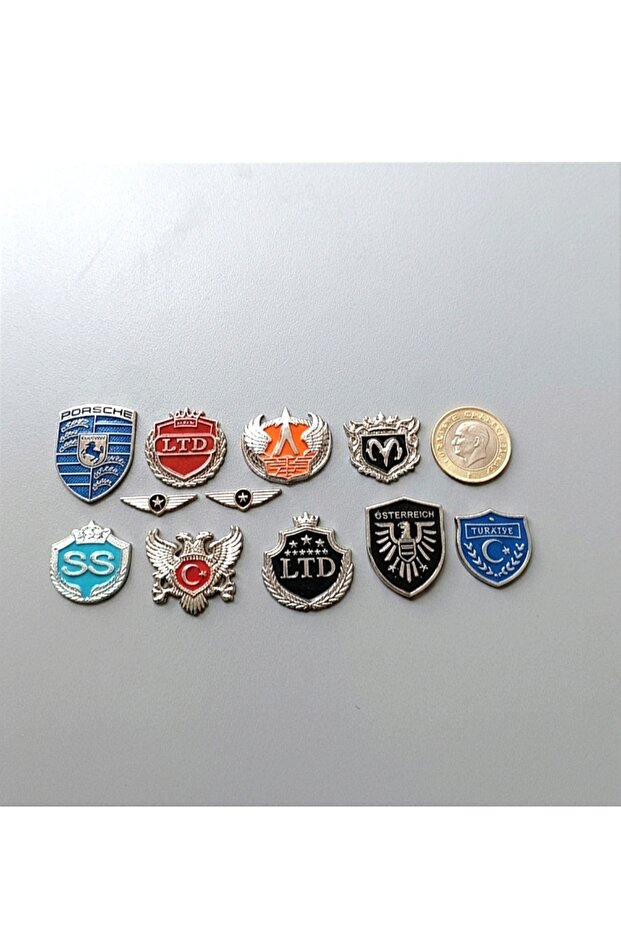 11 Metal Nuts with Emblem Tape