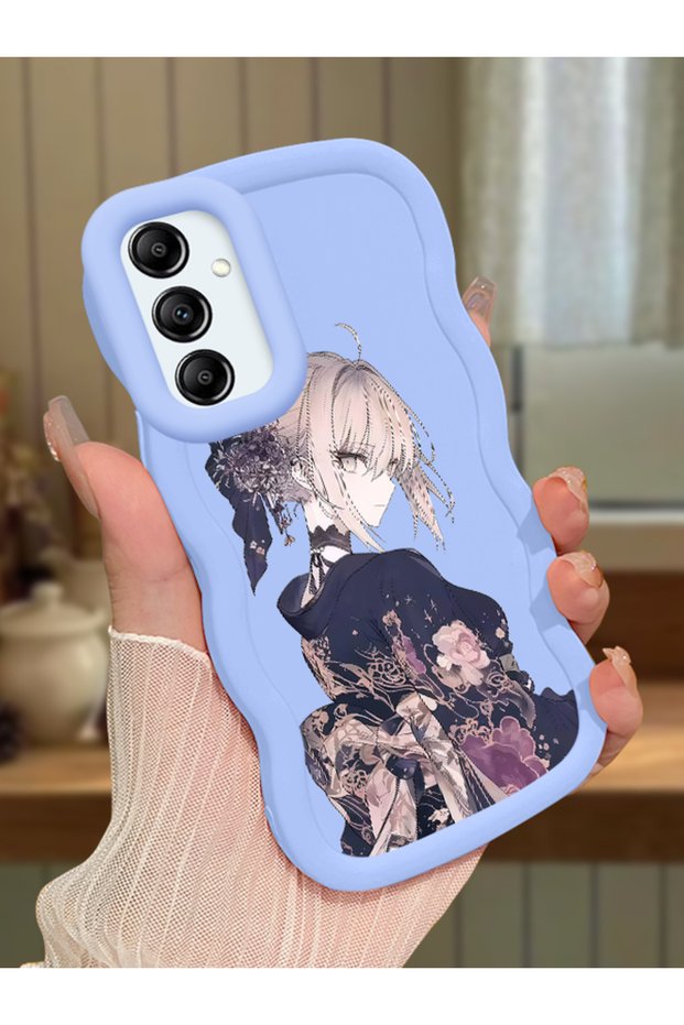 Samsung Galaxy A14 5g Compatible Case Camera Protector Blue Silicone Couple Phone Case Girl Pattern