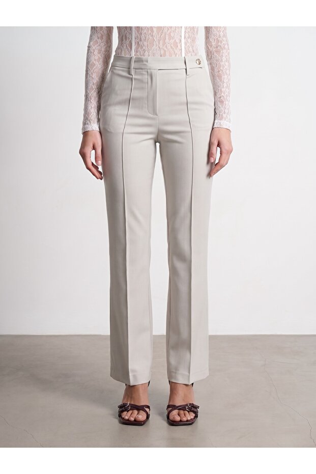 72745 Mid-Waist Wide Leg Pants-Stone