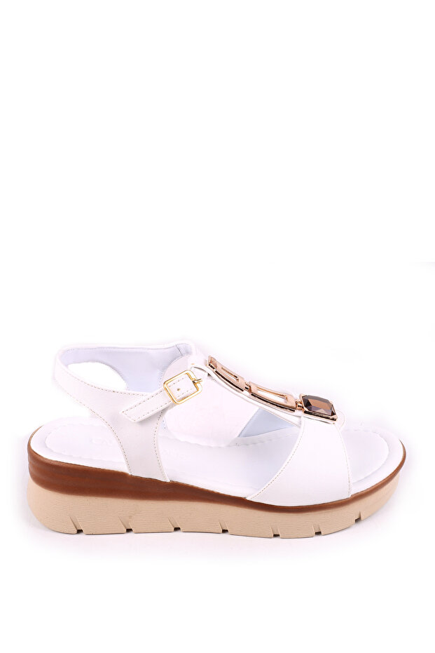 35157 Stone Detailed Daily Women's Sandals