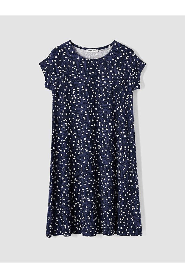 Vizyon New Season Crew Neck Patterned A-Line Dress