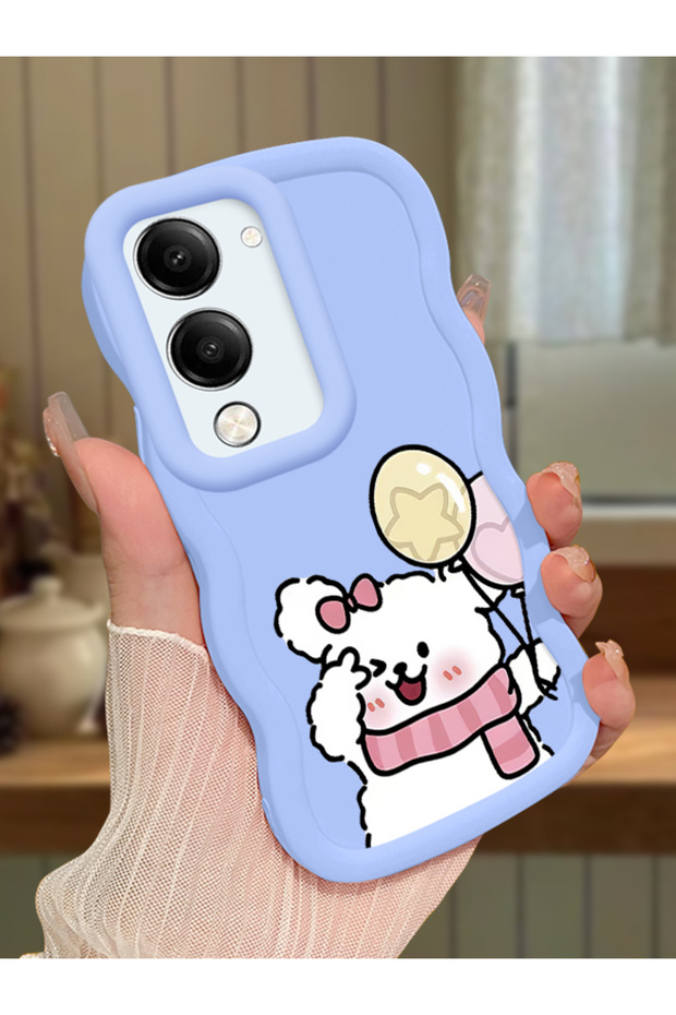 Vivo Y04S Compatible Case Camera Protector Blue Silicone Couple Phone Case Cat Pattern