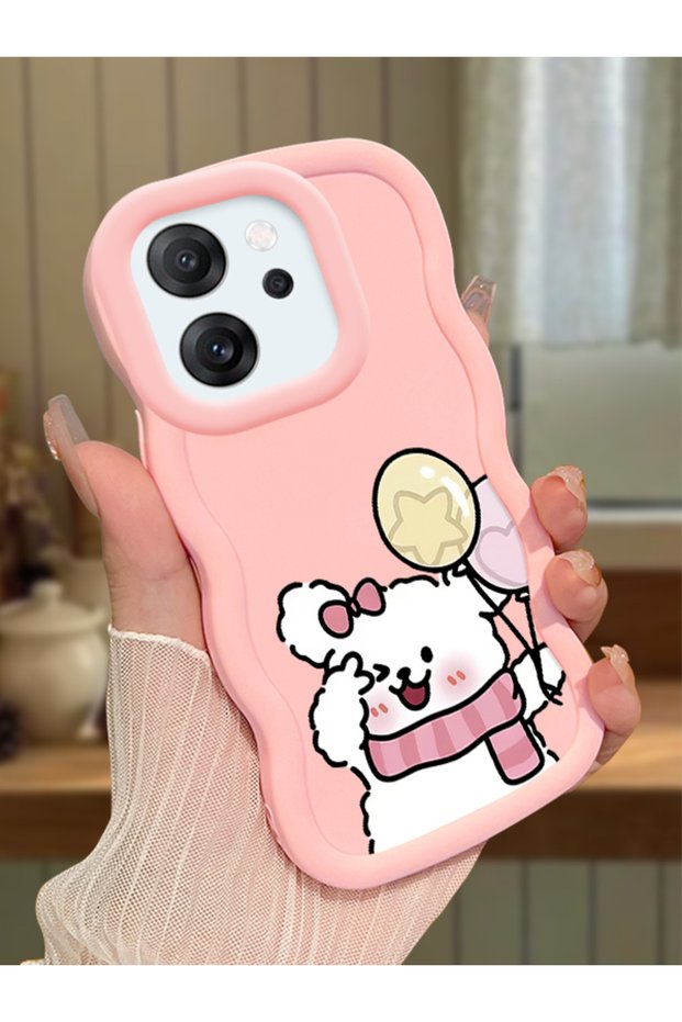 Oppo Reno 14F Compatible Case Camera Protector Pink Silicone Couple Phone Case Cat Pattern