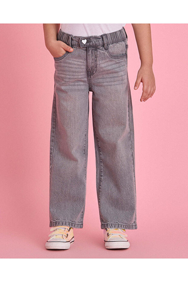 Girls Grey Wide Leg Jeans