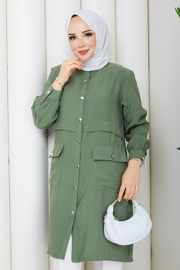 Women's Judge Collar Pocketed Button Closure Cap