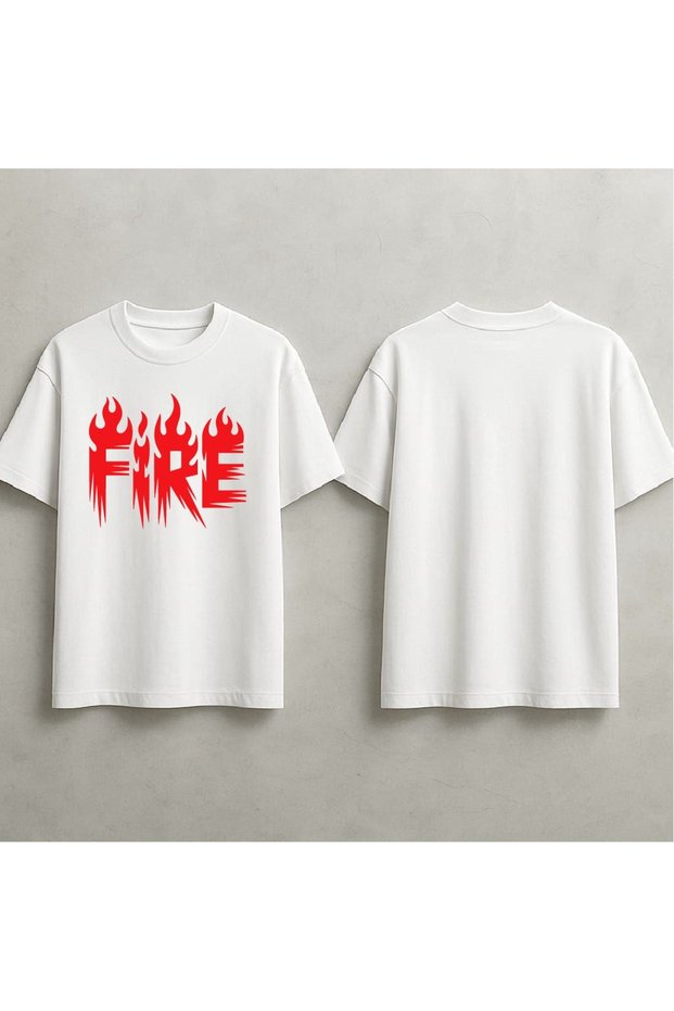 Fire Printed Oversized T-Shirt