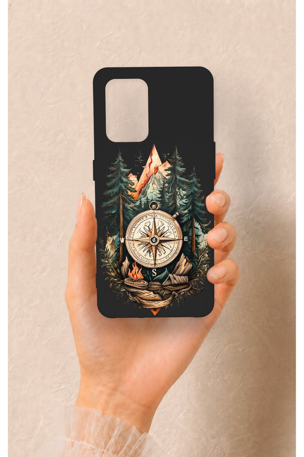 Oppo-A74 Compatible Compass Forest Pattern Silicone Case