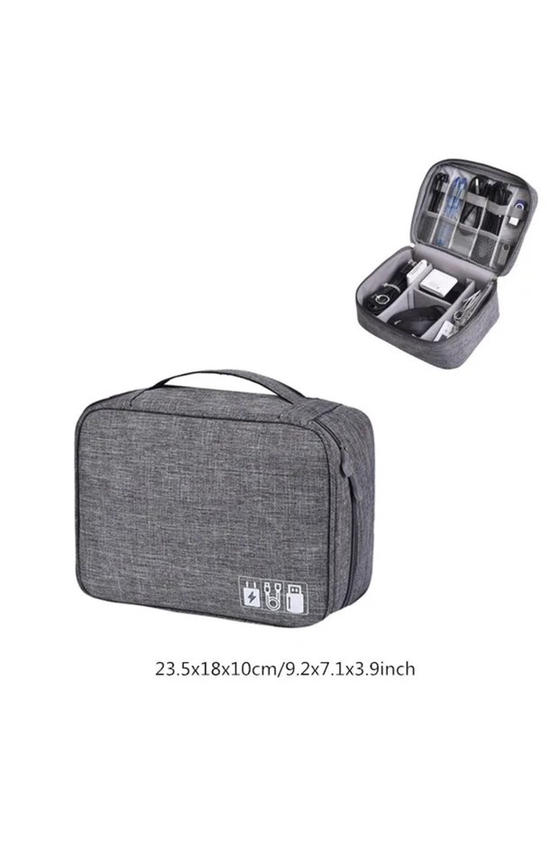 A Grey Solid Color Large Capacity Watch Storage Case Multipurpose Jewelry and Watches Storage Bag Tr