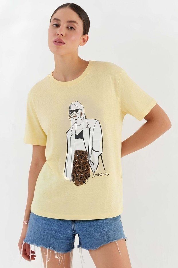 Women's Figured T-Shirt Yellow