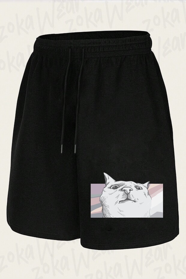 Unisex Funny Cat Design Printed Shorts