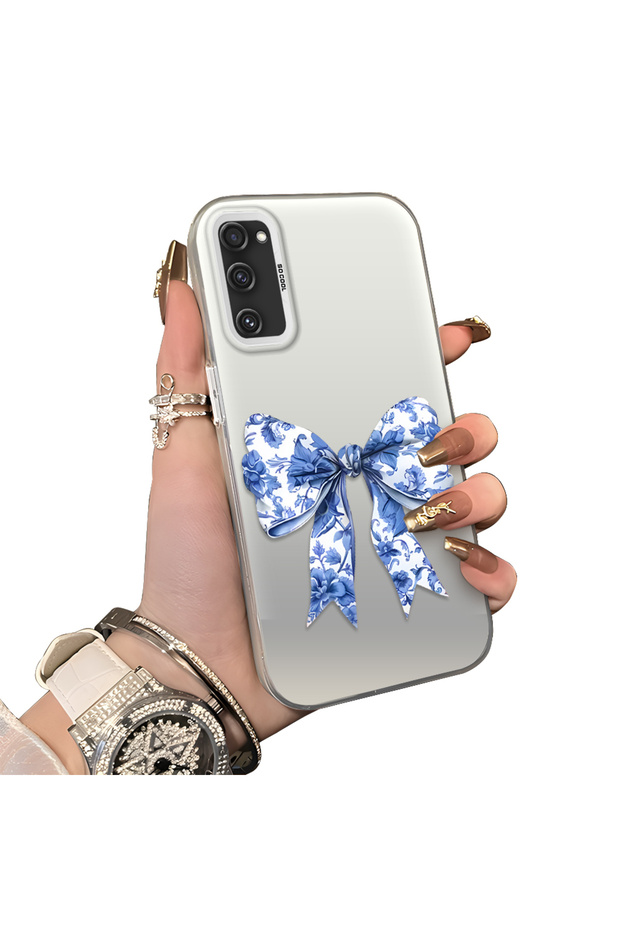 Samsung Galaxy S20 Fe Compatible Silicone Edge Hard Back Case Couple Phone Case Bow Tie Patterned