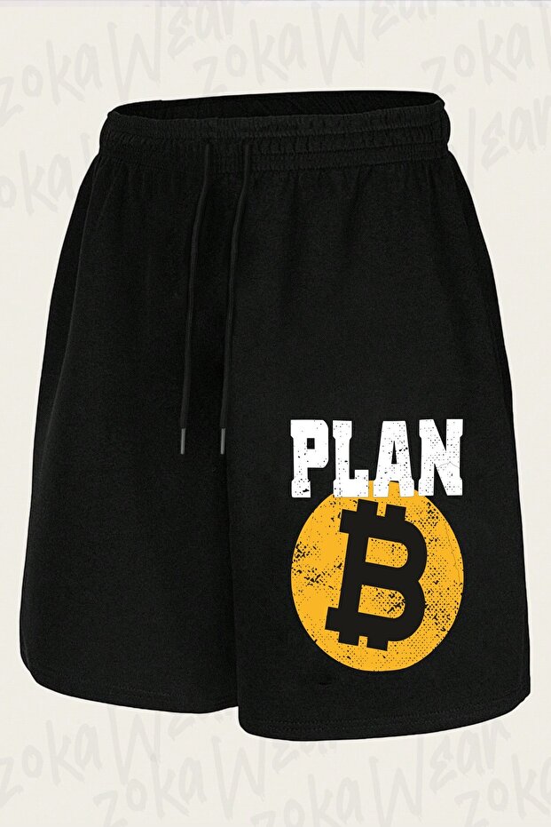 شورت مطبوع بتصميم Plan B من بيت كوين للجنسين