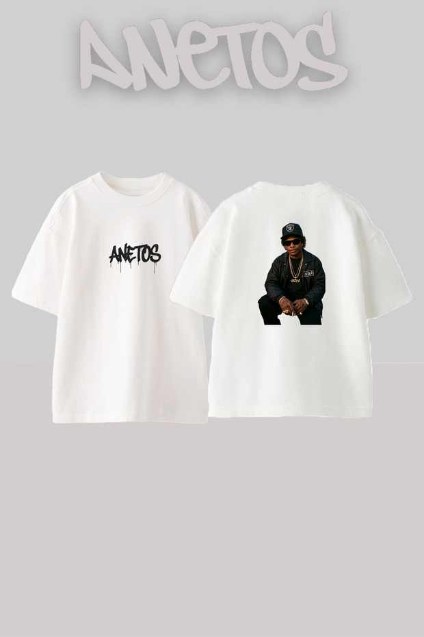 Eazy E Design Printed Oversize White T-Shirt