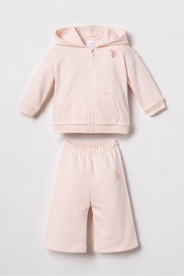 Embroidered Baby Girl Pink Long Sleeve Pajama Set Usb3246-C-V3