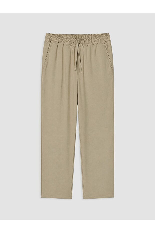 Xside Beige Relax Fit Linen Look Men's Trousers